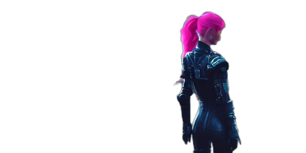 robot, jacket, hair, weapon transparent PNG cut-out