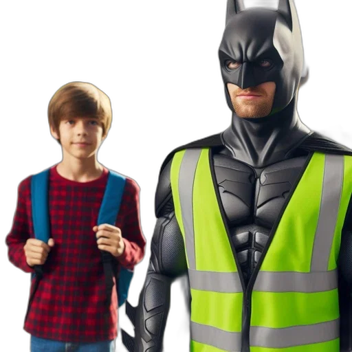 3d render, concept art, comic book art, two, individuals, stand, road, one transparent PNG cut-out
