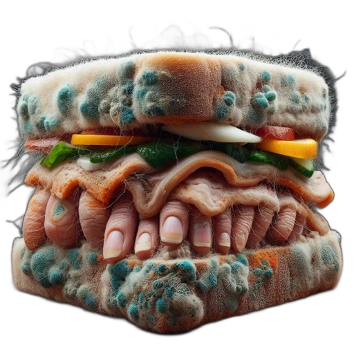 food, creature, face, crown, 3d render, photorealistic, concept art, moldy transparent PNG cut-out