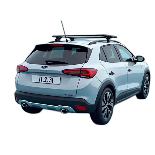 car, silver, hatchback, black, roof, rack, license, plate transparent PNG cut-out