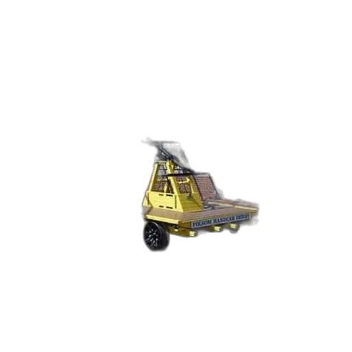 car, robot, weapon, staff, 3d render, yellow, handcar, sits transparent PNG cut-out