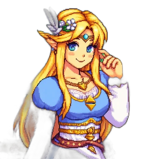 staff, crown, dress, weapon, pixel art, fantasy art, concept art, anime transparent PNG cut-out