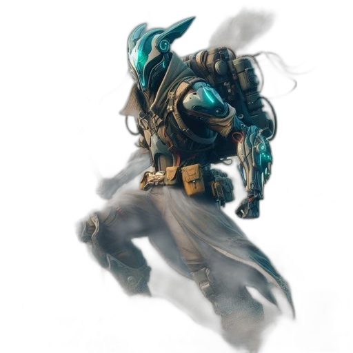 dragon, robot, mask, weapon, concept art, fantasy art, cyberpunk, 3d render transparent PNG cut-out