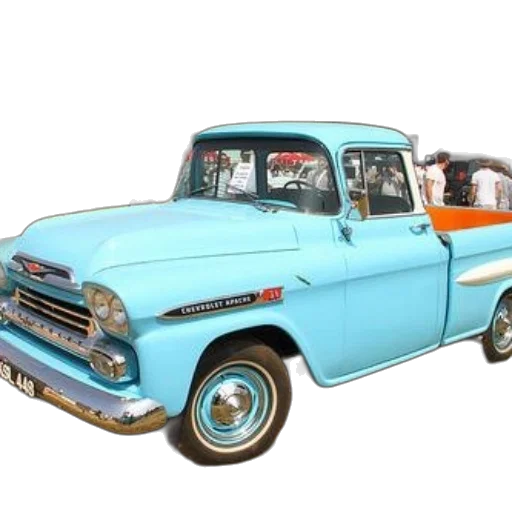 car, 3d render, photorealistic, classic, blue, chevrolet, apache, truck transparent PNG cut-out