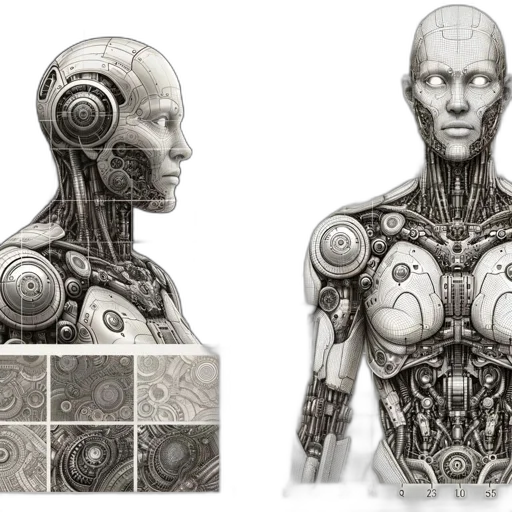 robot, concept art, cyberpunk, 3d render, comic book art, detailed, image, humanoid transparent PNG cut-out