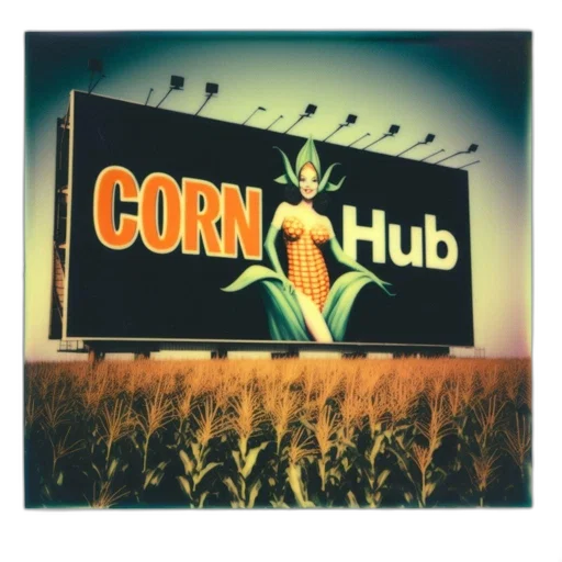 crown, building, large, corn-themed, billboard, featuring, corn-clad, woman transparent PNG cut-out