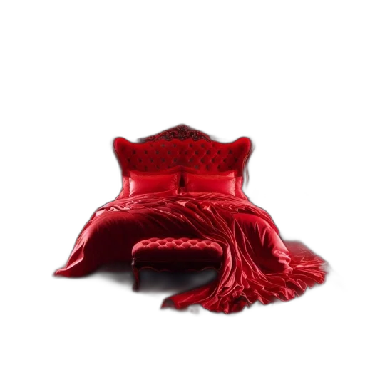 furniture, hat, crown, dress, 3d render, photorealistic, red, dark transparent PNG cut-out