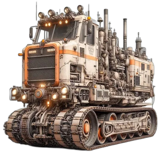 robot, concept art, 3d render, photorealistic, industrial-style, vehicle, blend, tractor transparent PNG cut-out