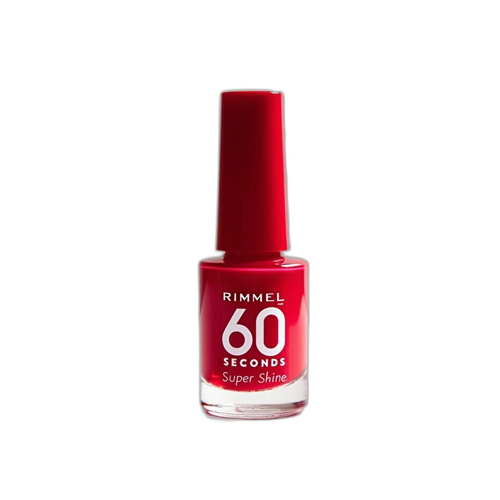 3d render, red, bottle, rimmel, seconds, super, shine, nail transparent PNG cut-out