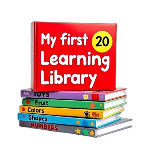 colorful, box, children, books, titled, first, learning, library transparent PNG cut-out