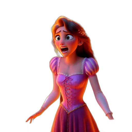 dress, face, crown, staff, 3d render, concept art, photorealistic, cartoon transparent PNG cut-out