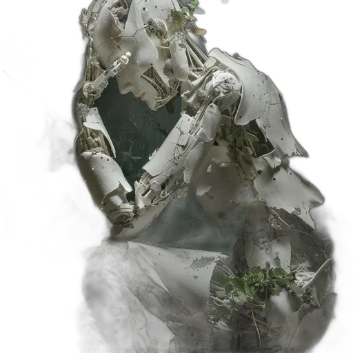 mask, crown, robot, dress, concept art, 3d render, photorealistic, fantasy art transparent PNG cut-out