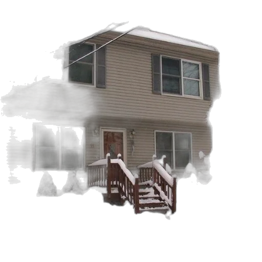 building, 3d render, photorealistic, concept art, snow, two-story, house, snow-covered transparent PNG cut-out