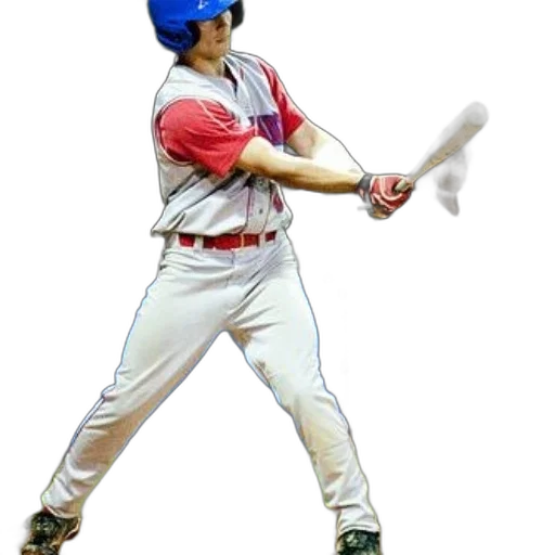 weapon, staff, baseball, player, red, gray, uniform, holding transparent PNG cut-out