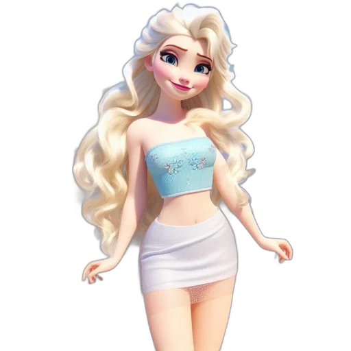 dress, cartoon, concept art, 3d render, fantasy art, pastel, animated, female transparent PNG cut-out