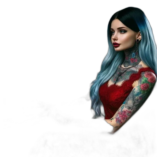 dress, jewelry, fantasy art, concept art, photorealistic, comic book art, red, blue transparent PNG cut-out