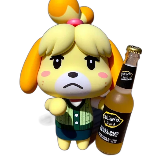 bottle, animal, 3d render, concept art, pixel art, golden, cartoon, dog transparent PNG cut-out