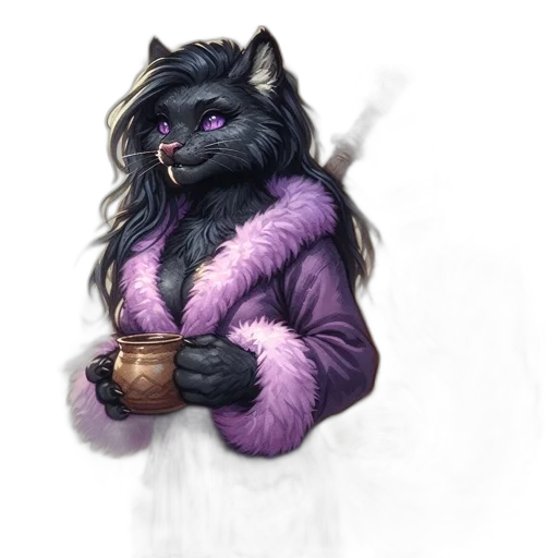 staff, jacket, animal, fantasy art, concept art, watercolor, pixel art, dark transparent PNG cut-out
