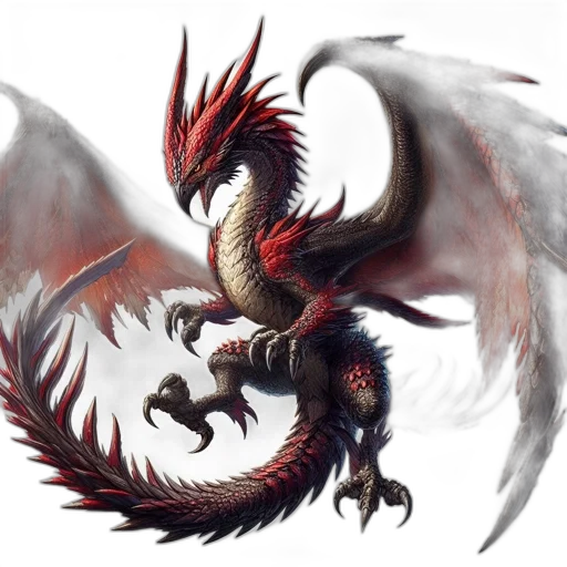 dragon, creature, fantasy art, concept art, photorealistic, 3d render, red, regal transparent PNG cut-out