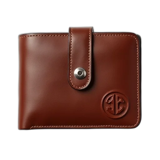 plain, brown, leather, wallet, simple, design, featuring, silver transparent PNG cut-out