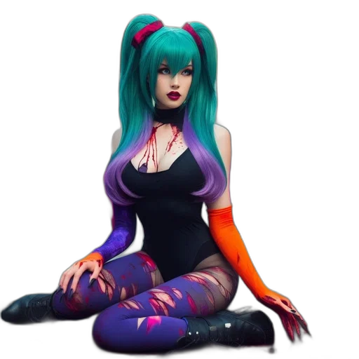 dress, fantasy art, cyberpunk, concept art, pixel art, dark, colorful, neon transparent PNG cut-out