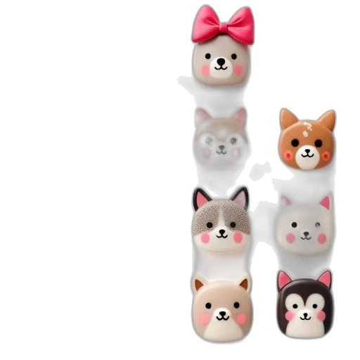3d render, different, designs, cute, animals, acryl, nail, sticker transparent PNG cut-out