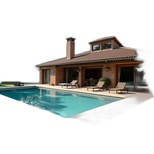 building, 3d render, photorealistic, concept art, earth tones, beautiful, villa, large transparent PNG cut-out