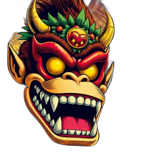 mask, crown, face, 3d render, concept art, fantasy art, photorealistic, gorilla-like transparent PNG cut-out