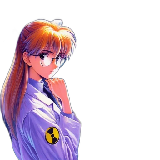 jacket, staff, robot, face, vaporwave, anime, pixel art, cartoon transparent PNG cut-out