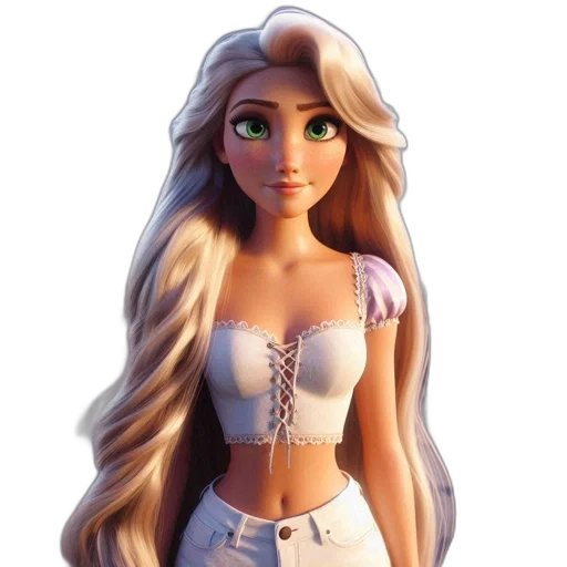 dress, hair, 3d render, concept art, cartoon, fantasy art, pastel, animated transparent PNG cut-out