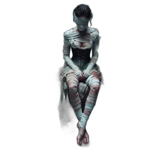 dress, creature, robot, mask, concept art, pixel art, fantasy art, cyberpunk transparent PNG cut-out