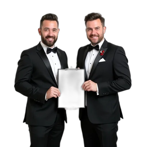staff, jacket, furniture, umbrella, two, men, formal, attire transparent PNG cut-out