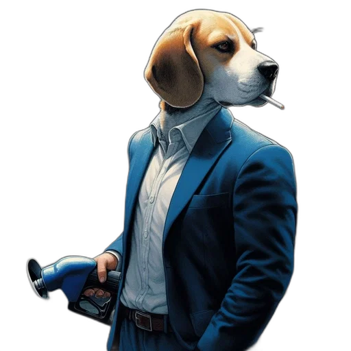 staff, animal, jacket, face, concept art, photorealistic, pixel art, comic book art transparent PNG cut-out