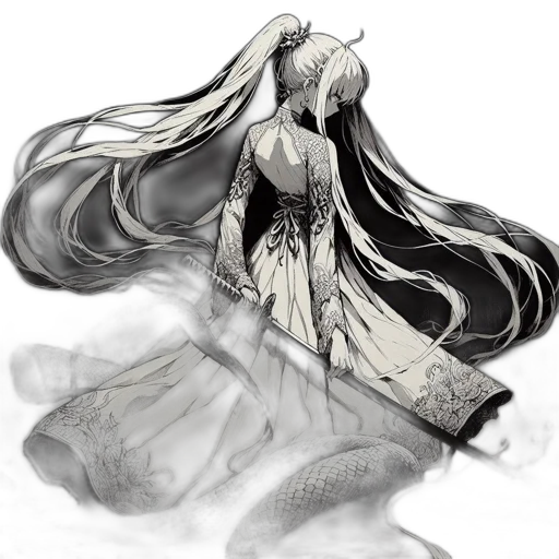 dress, hair, crown, mask, concept art, fantasy art, pencil sketch, anime transparent PNG cut-out