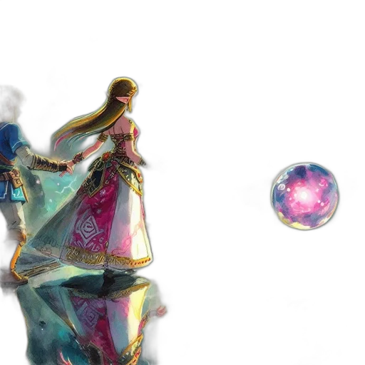 jewelry, dress, sword, weapon, concept art, 3d render, fantasy art, vaporwave transparent PNG cut-out