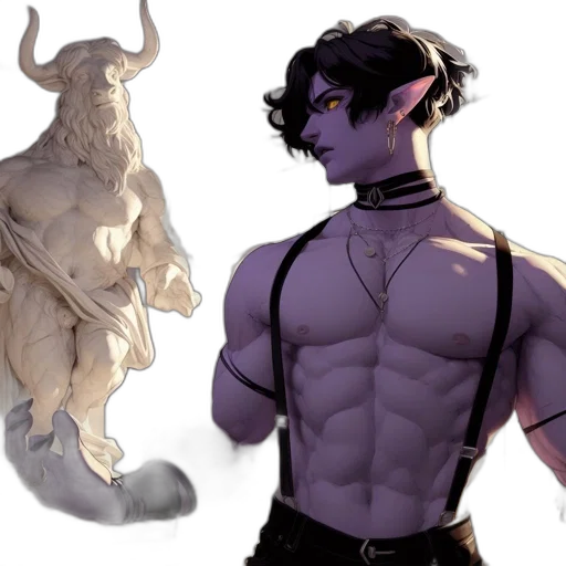 concept art, fantasy art, comic book art, 3d render, dark, monochrome, anthropomorphic, character transparent PNG cut-out