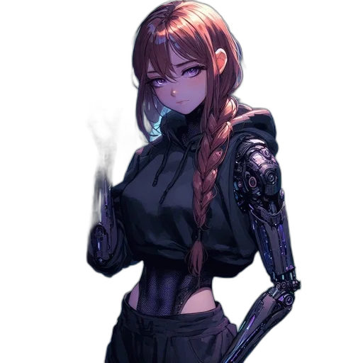 robot, jacket, staff, dress, cyberpunk, concept art, pixel art, fantasy art transparent PNG cut-out