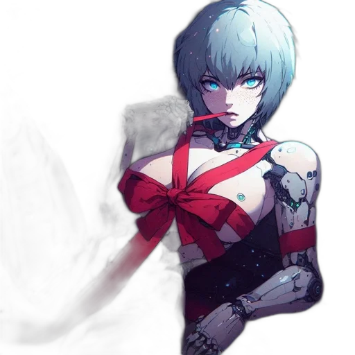 robot, dress, weapon, jacket, concept art, anime, cyberpunk, fantasy art transparent PNG cut-out