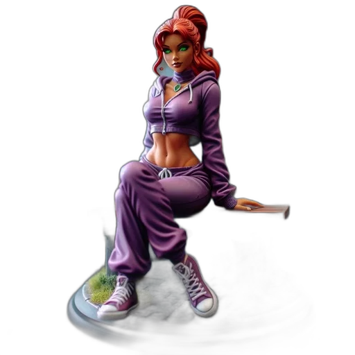 staff, concept art, fantasy art, pixel art, 3d render, detailed, figurine, vibrant-haired transparent PNG cut-out