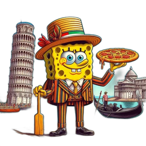 hat, umbrella, food, staff, concept art, cartoon, comic book art, pixel art transparent PNG cut-out