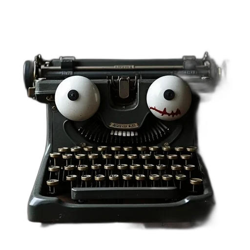 robot, face, mask, furniture, 3d render, close-up, vintage, typewriter transparent PNG cut-out