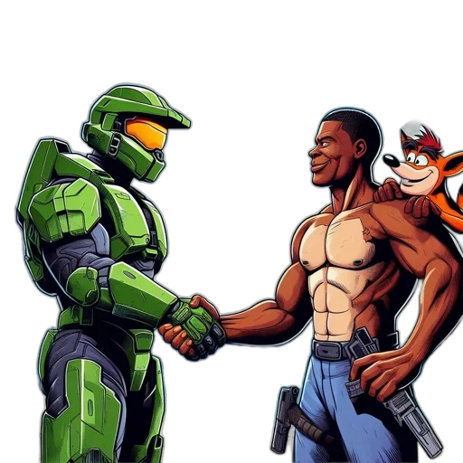 robot, concept art, comic book art, pixel art, two, animated, characters, stand transparent PNG cut-out