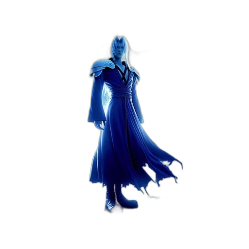 dress, staff, sword, robot, concept art, 3d render, fantasy art, blue transparent PNG cut-out