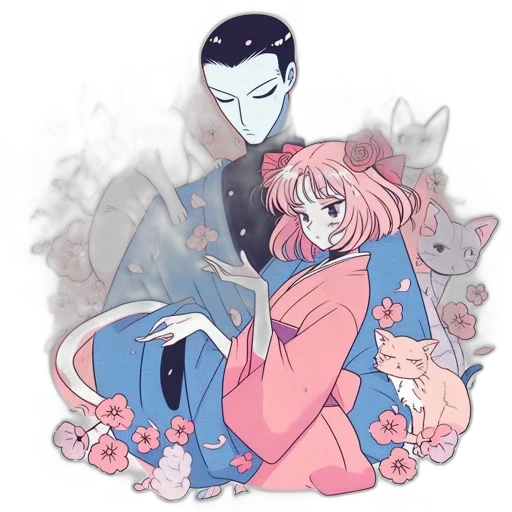 mask, robot, creature, jacket, anime, vaporwave, concept art, watercolor transparent PNG cut-out