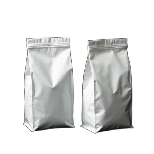 food, 3d render, two, white, plastic, bags, placed, side transparent PNG cut-out