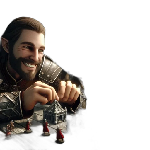 sword, weapon, jacket, face, concept art, 3d render, fantasy art, bearded transparent PNG cut-out