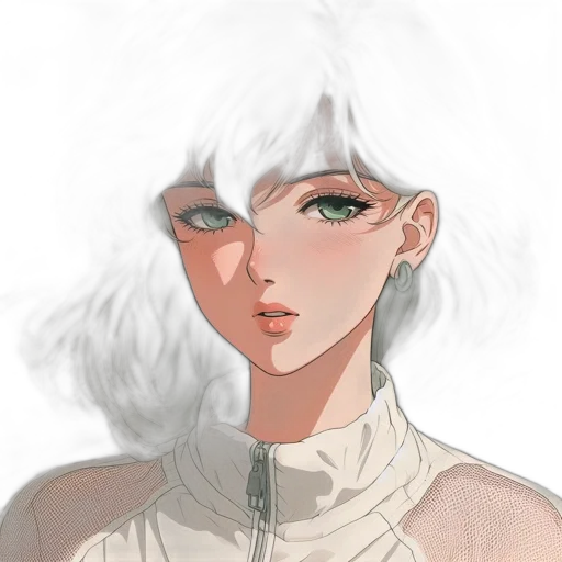 face, robot, hair, staff, concept art, anime, fantasy art, comic book art transparent PNG cut-out