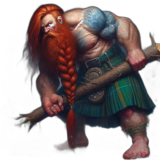 creature, concept art, fantasy art, man, long, red, hair, beard transparent PNG cut-out
