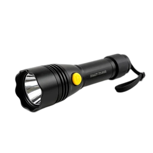 staff, weapon, 3d render, black, yellow, flashlight, handle, clip transparent PNG cut-out