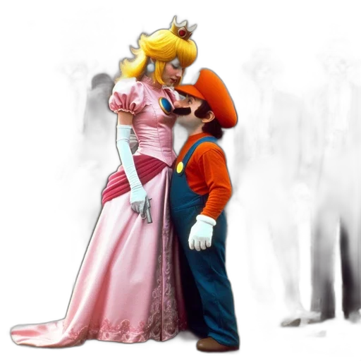 crown, dress, concept art, 3d render, fantasy art, pixel art, princess, peach transparent PNG cut-out